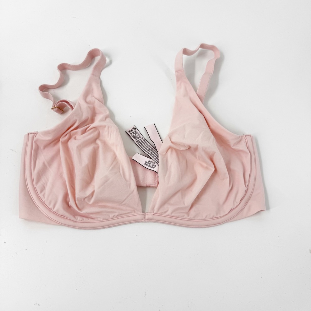 Victoria's Secret Incredible Unlined Plunge Bra 32DD Pink Underwire‎ 399419-HYP